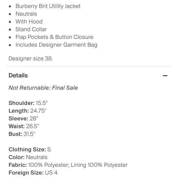 Excellent condition authentic Burberry Brit utility jacket size - Picture 4 of 4